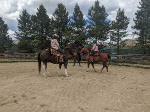 Julie and Barbra teaching a clinic attendee.