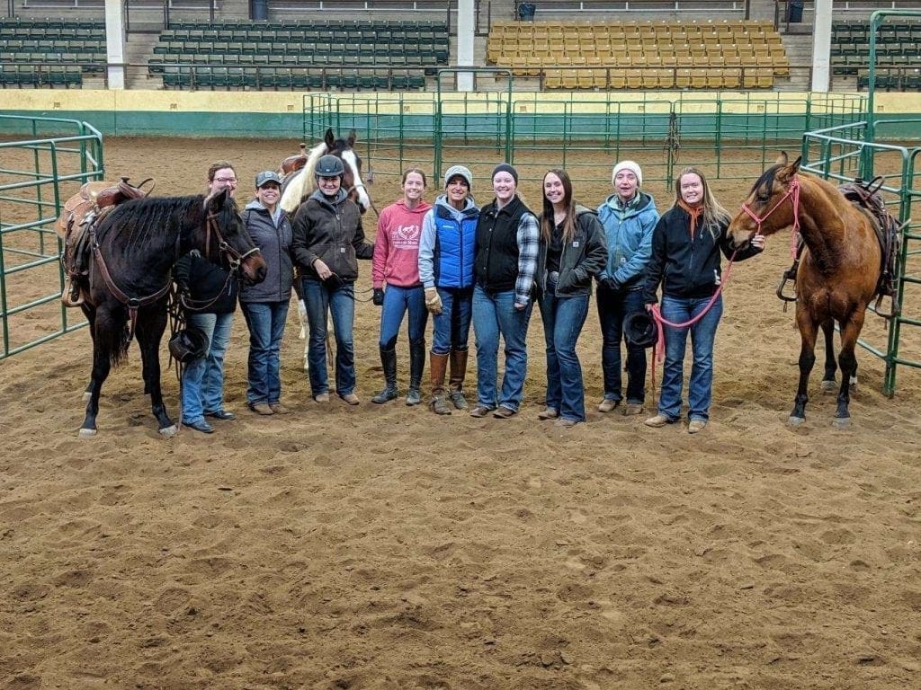 Julie with the colt-starting class she substitute taught at CSU.
